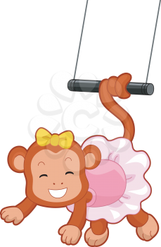 Royalty Free Clipart Image of a Monkey on a Trapeze