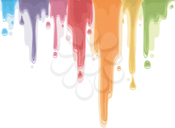 Royalty Free Clipart Image of Dripping Paint in Rainbow Colours
