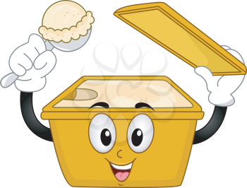 Royalty Free Clipart Image of an Ice Cream Container With the Lid Off and a Scoop