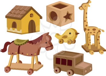 Royalty Free Clipart Image of Different Toys