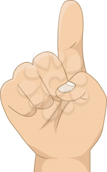 Royalty Free Clipart Image of a Finger Indicating Number One