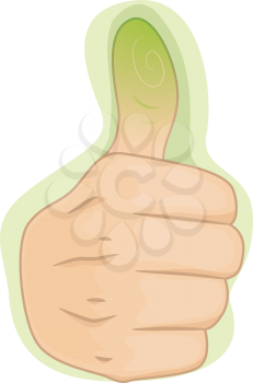 Royalty Free Clipart Image of a Hand With a Green Thumb