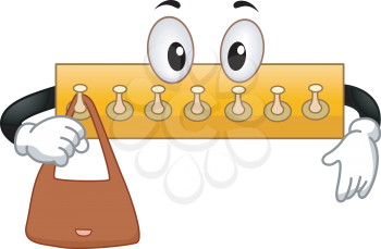 Royalty Free Clipart Image of a Coat Rack With a Purse
