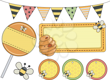 Royalty Free Clipart Image of a Bee Themed Elements