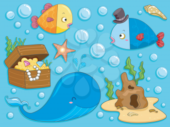 Royalty Free Clipart Image of Underwater Elements