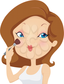 Royalty Free Clipart Image of a Woman Applying Brush