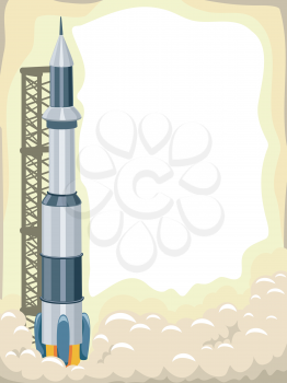 Royalty Free Clipart Image of a Rocket Launch