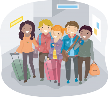 Royalty Free Clipart Image of People Going on a Trip