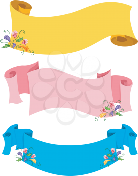 Royalty Free Clipart Image of Three Floral Scrolls