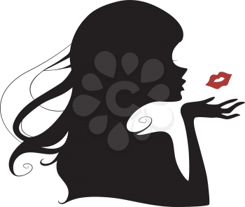 Royalty Free Clipart Image of a Woman Blowing a Kiss