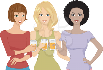 Royalty Free Clipart Image of Women With Beer