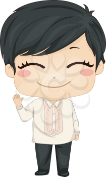 Royalty Free Clipart Image of a Filipino Boy in Traditional Clothing