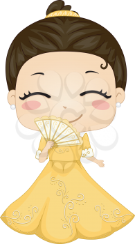 Royalty Free Clipart Image of a Philippine Girl in Traditional Dress