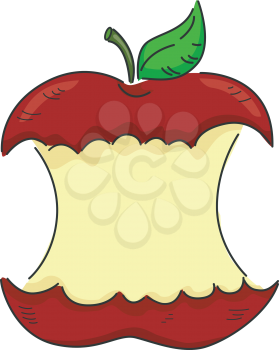 Royalty Free Clipart Image of an Eaten Apple