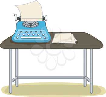 Royalty Free Clipart Image of a Typewriter on a Desk