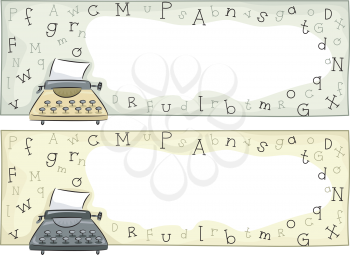 Royalty Free Clipart Image of Frames With Typewriters