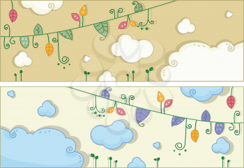 Royalty Free Clipart Image of Vines and Cloud