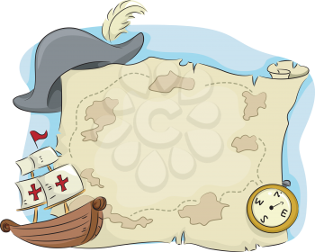 Royalty Free Clipart Image of an Old Map