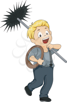 Illustration of a Little Kid Boy Chimney Sweep