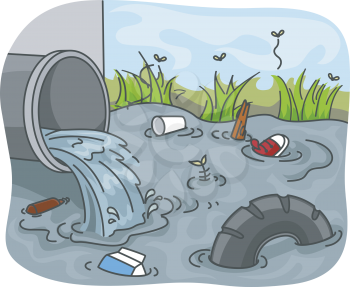 Illustration of Industrial Wastes resulting to Water Pollution