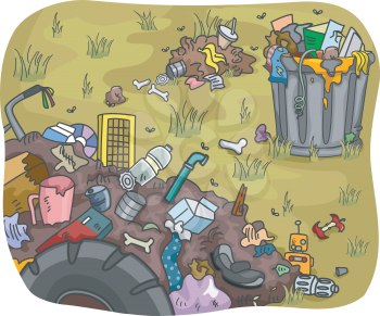 Illustration of Waste Dump in a Field