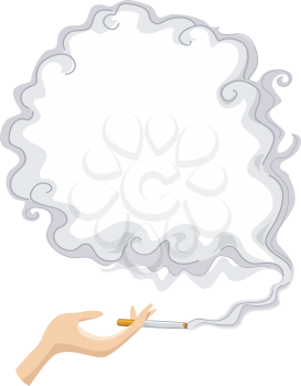 Background Illustration of Girl's Hand holding a Cigarette with Smoke Frame 