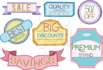 Illustration of Colorful Store Product Labels
