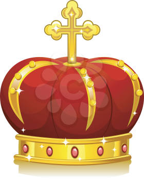 Illustration of a Shining Red and Gold Crown