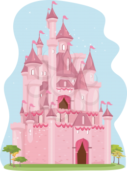 Illustration of a Cute Pink Castle