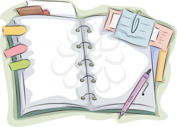 Illustration of Blank Open Notebook Background
