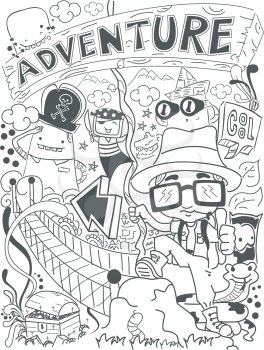 Illustration of a Doodle with an Adventure Theme