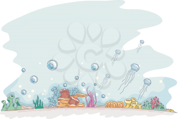 Illustration of Underwater Sketch Background