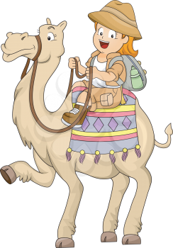 Illustration of a Little Kid Girl Riding a Camel