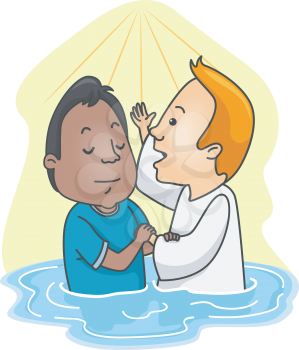 Illustration of a Man Being Baptized in Water