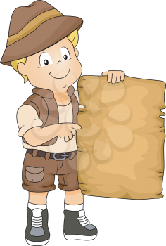 Illustration of Kid Boy with Blank Adventure Map