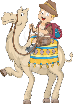 Illustration of Kid Boy Riding a Camel