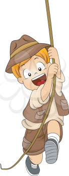 Illustration of Kid Boy Swinging in Vines