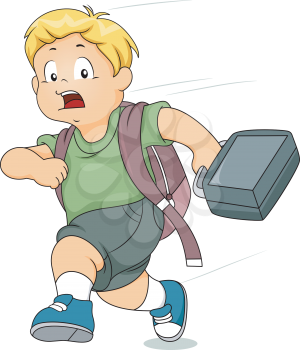 Illustration of a Kid Boy Running Late for School