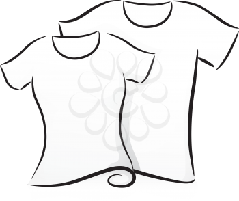 Black and White Illustration of a Pair of Men's and Women's Shirts