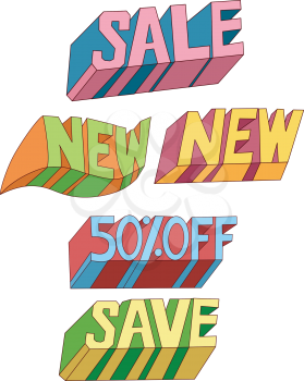 Text Illustration of Bargain Related Words with Different Designs