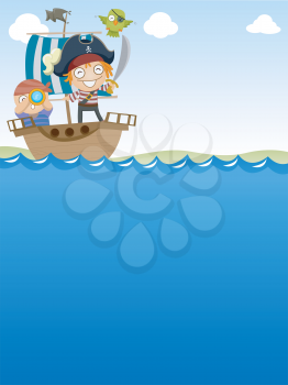 Background Illustration of Pirates Happily Sailing Out to Sea
