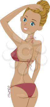 Illustration of a Woman Wearing a String Bikini Sporting Heavily Tanned Skin
