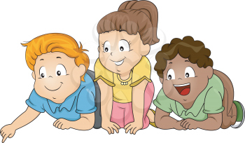 Illustration of a Group of Kids Looking Downwards