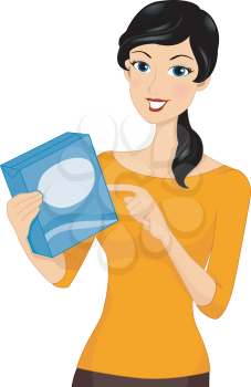 Illustration of a Girl Holding a Box Picking Out Ingredients