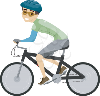 Illustration of a Man Dressed in Biking Gear Pedaling on His Bike