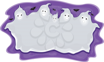 Halloween Illustration of a Frame Featuring Ghosts Huddled Together