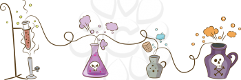 Border Illustration Featuring Different Potions Lined Up Together