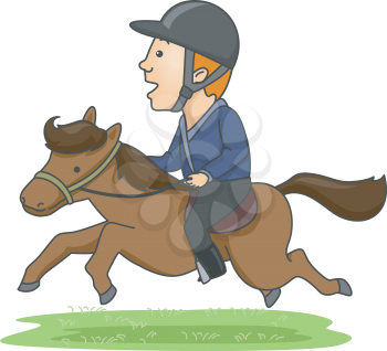 Illustration of a Male Equestrian Riding a Horse