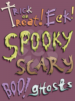 Text Illustration of Halloween Related Words and Phrases