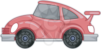 Illustration Featuring a Stylish Pink Car